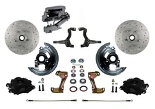 Manual Front Kit with Drilled Rotors and Black Powder Coated Calipers for Chevrolet Chevy II image 1
