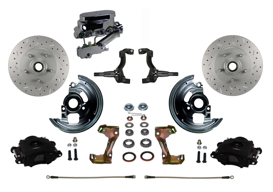 Manual Front Kit with Drilled Rotors and Black Powder Coated Calipers for Chevrolet Chevy II
