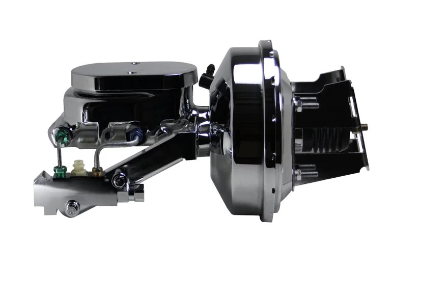 Leed Brakes 4R6B4, 9 inch power booster, 1-1/8 inch bore flat top master disc/disc (Chrome)