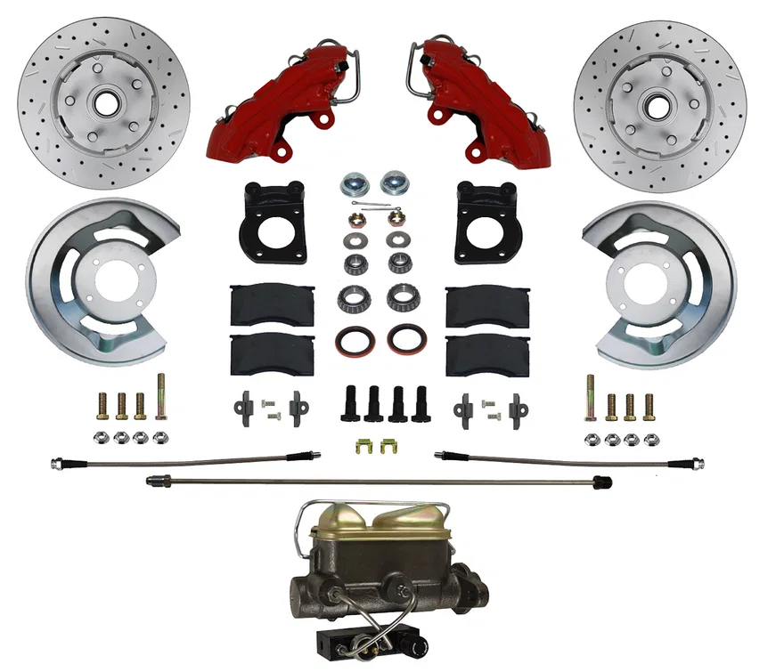 Manual Front Kit with Drilled Rotors and Red Powder Coated Calipers