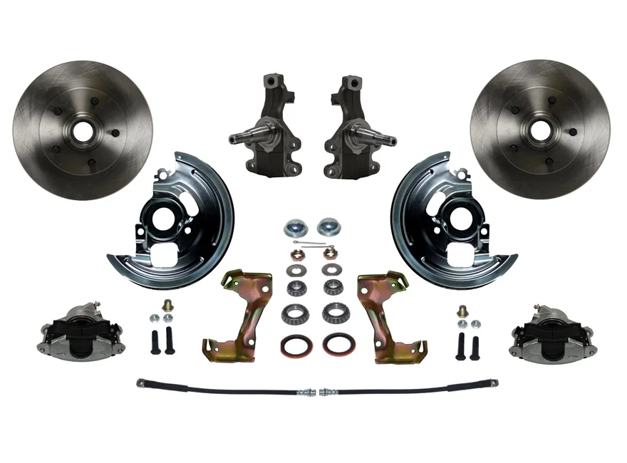 Front 2" Drop Spindle Kit with Plain Rotors and Zinc Plated Calipers