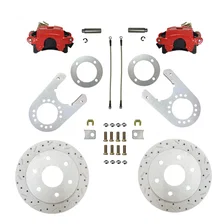 Rear Disc Brake Kit  with Drilled Rotors and Red Powder Coated Calipers image 1