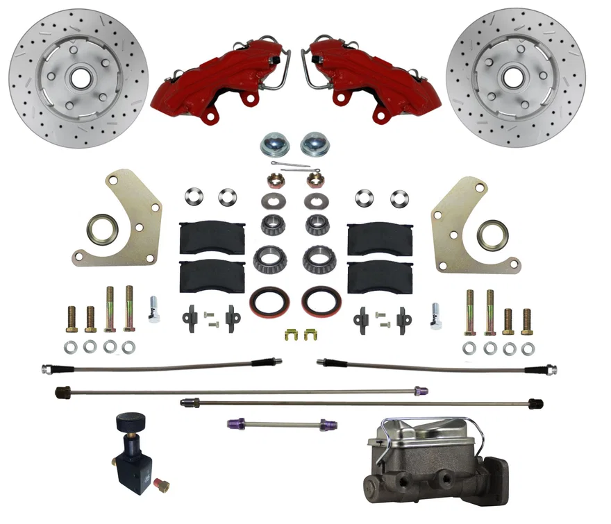 Power Front Kit with Drilled Rotors and Red Powder Coated Calipers