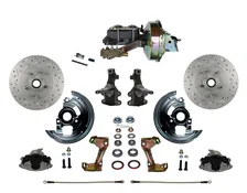 Front Power 2" Drop Spindle Kit with Drilled Rotors and Zinc Plated Calipers image 1