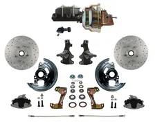 Front Power 2" Drop Spindle Kit with Drilled Rotors and Zinc Plated Calipers image 1