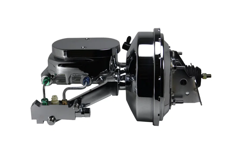 Leed Brakes 2F6B2, 9 inch power booster, 1-1/8 inch bore flat top master disc/drum (Chrome)