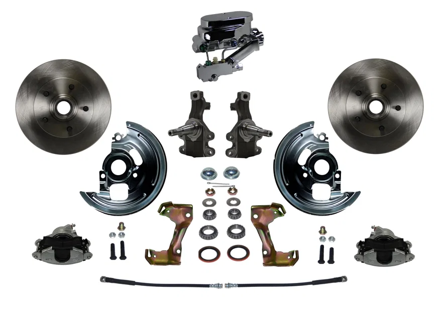 Front Manual 2" Drop Spindle Kit with Plain Rotors and Zinc Plated Calipers