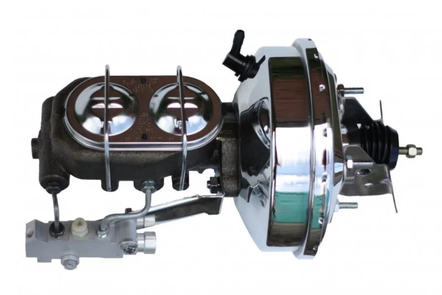 Leed Brakes 2FBB2, 9 inch power booster, 1-1/8 inch bore master disc/drum (Chrome)