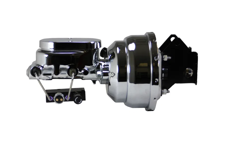 8 inch dual power booster, 1-1/8 inch bore master adjustable combo valve(Chrome) for Ford F-100