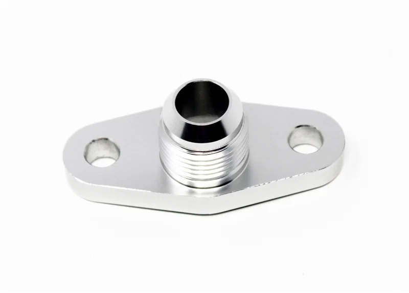 Torque Solution TS-UNI-476, Billet Offset Oil Drain Flange w/ Integrated -10AN Flange: T3/T4 & PTE/Borg Turbo