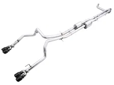 0FG Catback Exhaust for 4th Gen Silverado/Sierra 1500 6.2L (with bumper cutouts) - 4" Diamond Black Tips image 1