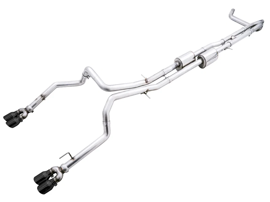 0FG Catback Exhaust for 4th Gen Silverado/Sierra 1500 6.2L (with bumper cutouts) - 4" Diamond Black Tips