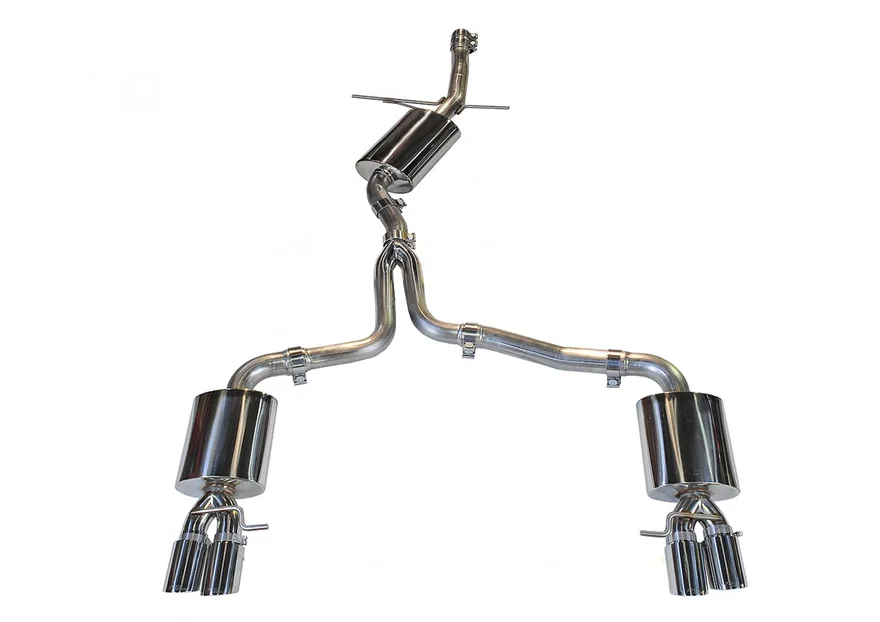 Touring Edition Exhaust for B8/B8.5 A4 2.0T - Quad Tip, Chrome Silver Tips for Audi A4 Quattro
