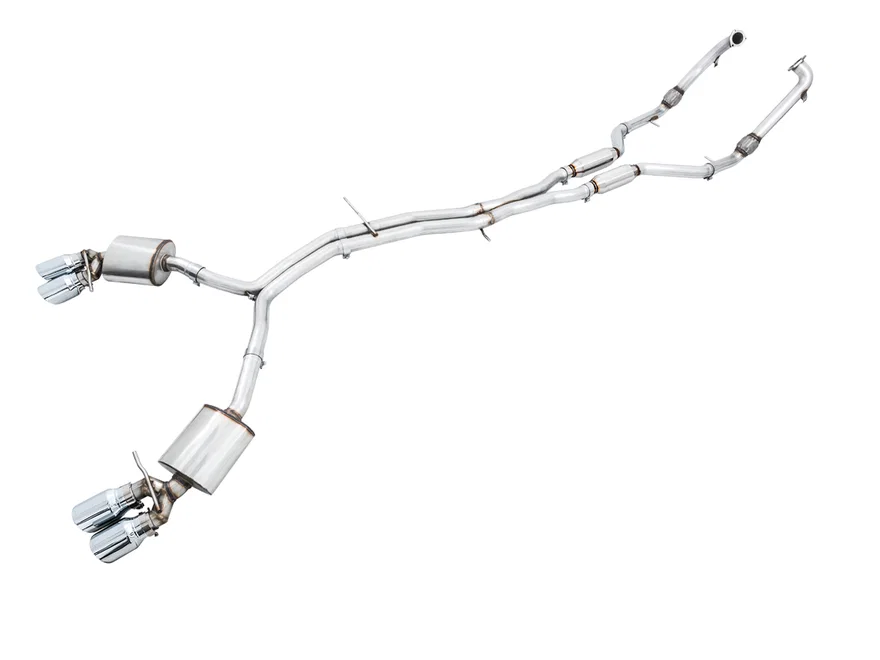 Touring Edition Exhaust for Audi B9 S5 Coupe - Resonated - 4" Chrome Silver Tips