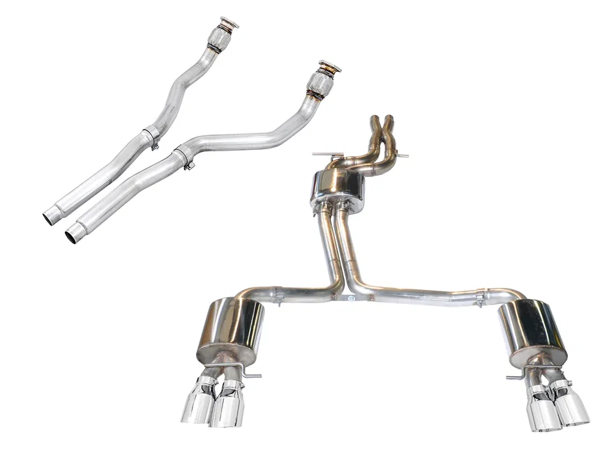 Touring Edition Exhaust System for B8/8.5 S5 Cabrio (Exhaust + Non-Resonated Downpipes) - Chrome Silver Tips
