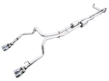 0FG Catback Exhaust for 4th Gen Silverado/Sierra 1500 6.2L (with bumper cutouts) - 4" Chrome Silver Tips image 1