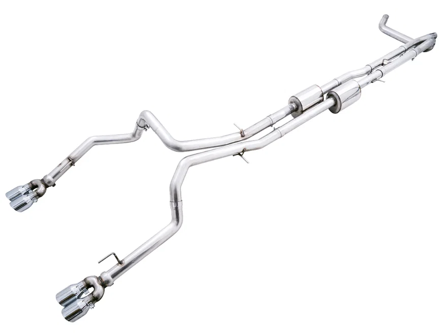 0FG Catback Exhaust for 4th Gen Silverado/Sierra 1500 6.2L (with bumper cutouts) - 4" Chrome Silver Tips