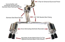 Touring Edition Exhaust for Audi B8 S4 3.0T - 4" Diamond Black Tips image 1