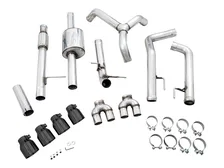 0FG Catback Split Rear Exit Exhaust for 4th Gen Silverado/Sierra 1500 5.3L (With Bumper Cutouts) - Quad Diamond Black Tips image 2