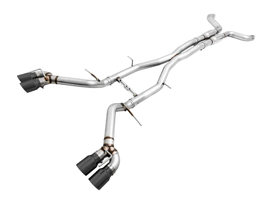 Track Edition Catback Exhaust for Gen6 Camaro SS/ZL1/LT1, Quad Outlet - Resonated - 4.5" Diamond Black Tips