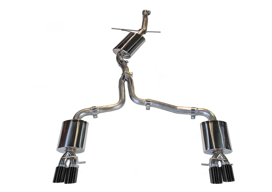 Touring Edition Exhaust for B8 A5 2.0T - Quad Outlet, Diamond Black Tips for Audi A5 Quattro