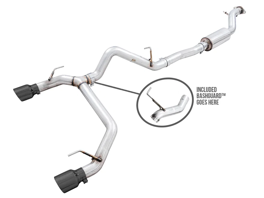 0FG Catback Exhaust for Ford Bronco with BashGuard™ - Dual 4.5" Diamond Black Tips