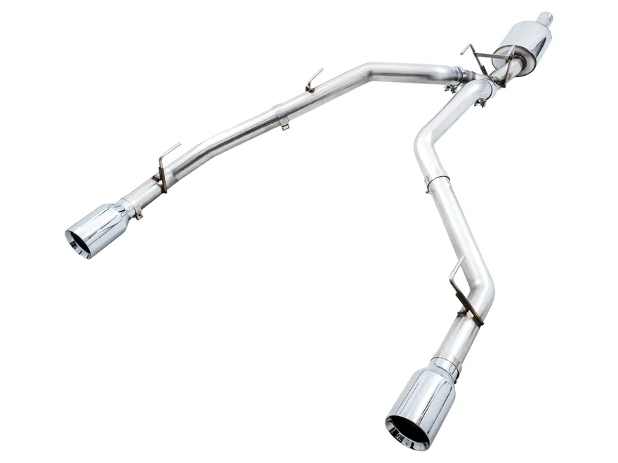 0FG Dual Rear Exit Catback for 4th Gen RAM 1500 5.7L (without bumper cutouts) - Chrome Silver Tips