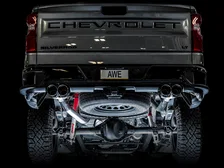 0FG Catback Exhaust for 4th Gen Silverado/Sierra 1500 6.2L (with bumper cutouts) - 4" Chrome Silver Tips image 14