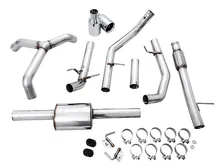 0FG Catback Split Rear Exit Exhaust for 4th Gen Silverado/Sierra 1500 5.3L (Flat Bumper) - Dual Chrome Silver Tips image 2