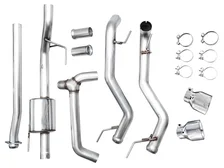 0FG Non-Resonated Catback for '21+ Ford F-150 (With Bumper Cutouts) - 5" Chrome Silver Tips image 6