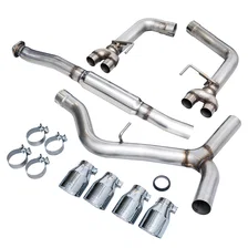 Track Edition Exhaust for VA / GV WRX / STI Sedan - 4" Chrome Silver Quad Tips for Subaru image 3