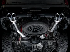 0FG Catback Exhaust for 4th Gen Silverado/Sierra 1500 6.2L (with bumper cutouts) - 4" Chrome Silver Tips image 11