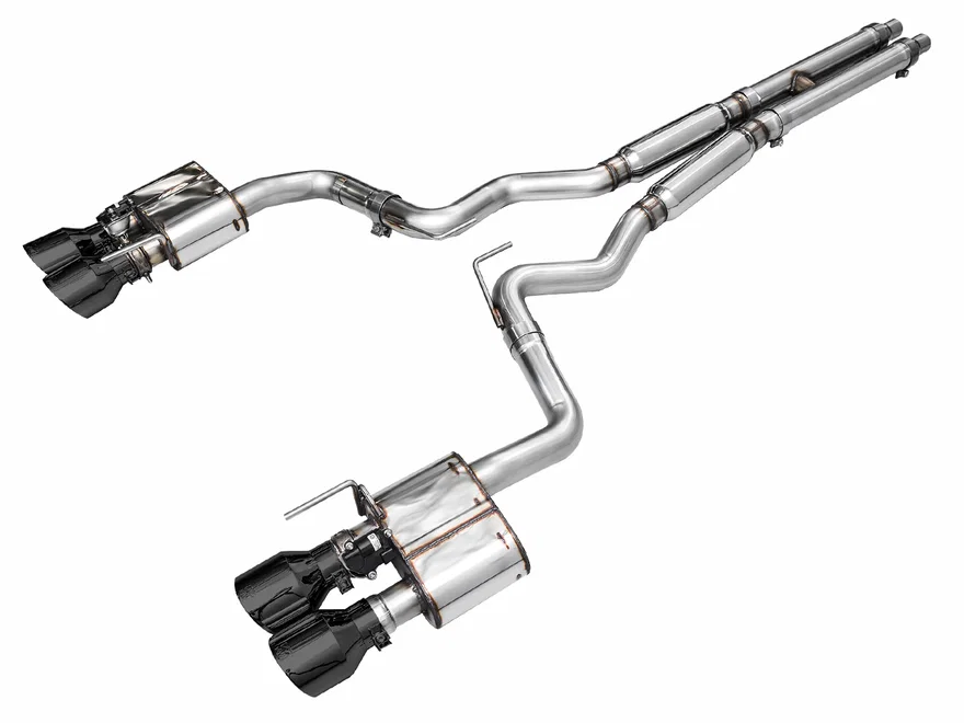 SwitchPath™ Exhaust for Ford Mustang S550 Mach1 - Quad Diamond Black Tips