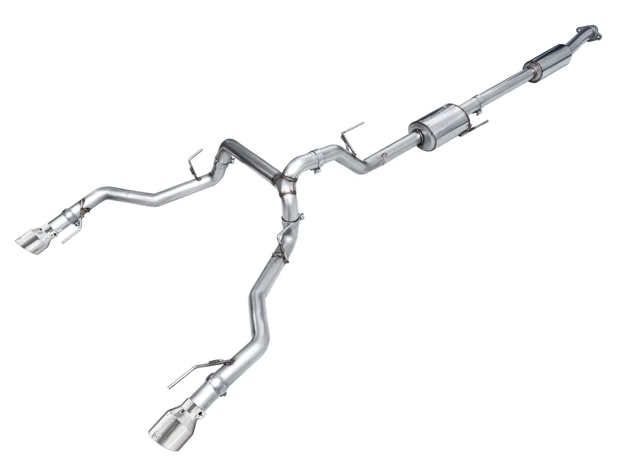 0FG Resonated Catback for '21+ Ford F-150 (With Bumper Cutouts) - 5" Chrome Silver Tips