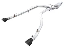 0FG Dual Rear Exit Catback for 4th Gen RAM 1500 5.7L (with bumper cutouts) - Diamond Black Tips image 1