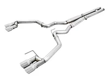 Track Edition Cat-back Exhaust for the '18-'23 S550 Mustang GT - Quad Chrome Silver Tips image 1
