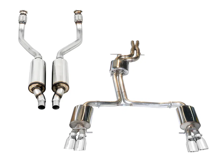 Touring Edition Exhaust System for B8/8.5 S5 Cabrio (Exhaust + Resonated Downpipes) - Chrome Silver Tips