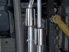0FG Catback Exhaust for 4th Gen Silverado/Sierra 1500 6.2L (with bumper cutouts) - 4" Chrome Silver Tips image 5