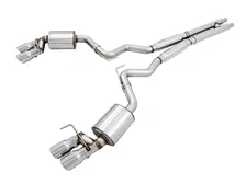 Touring Edition Cat-back Exhaust for the '18-'23 S550 Mustang GT - Quad Chrome Silver Tips image 1
