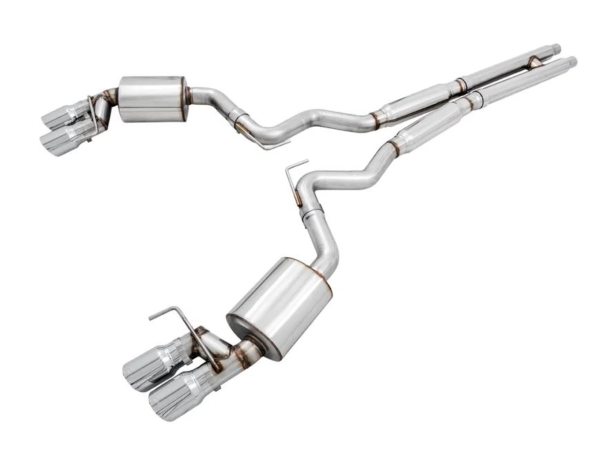 Touring Edition Cat-back Exhaust for the '18-'23 S550 Mustang GT - Quad Chrome Silver Tips