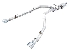 0FG Dual Rear Exit Catback for 4th Gen RAM 1500 5.7L (with bumper cutouts) - Chrome Silver Tips image 1