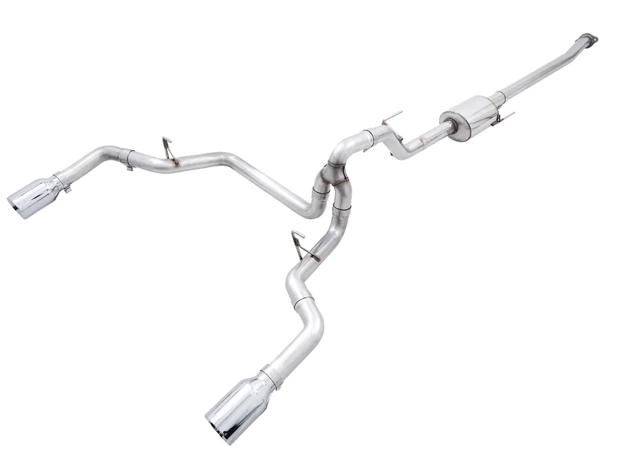 0FG Dual Split Rear Exhaust for '21+ Ford F-150 - 5" Chrome Silver Tips