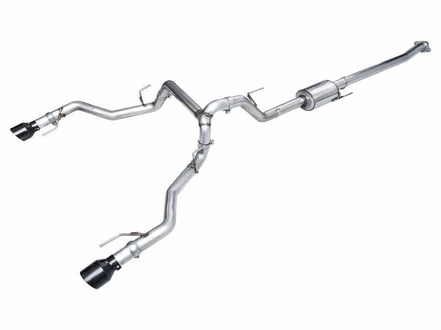0FG Non-Resonated Catback for '21+ Ford F-150 (With Bumper Cutouts) - 5" Diamond Black Tips