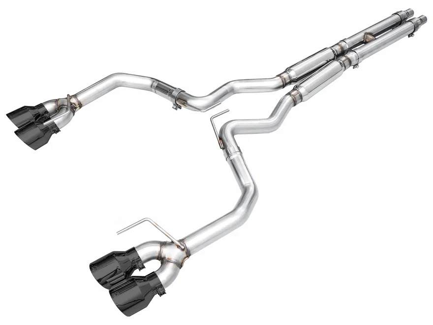 Track Edition Exhaust for S650 Ford Mustang Dark Horse - Quad Diamond Black Tips