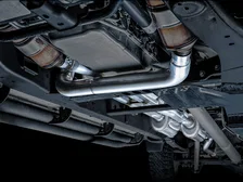 0FG Catback Exhaust for 4th Gen Silverado/Sierra 1500 6.2L (with bumper cutouts) - 4" Chrome Silver Tips image 15