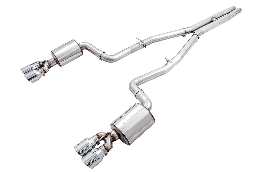 Touring Edition Exhaust for 15+ Challenger 6.4 / 6.2 SC - Chrome Silver Quad Tips