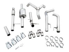 0FG Catback Split Rear Exit Exhaust for 4th Gen Silverado/Sierra 1500 5.3L (With Bumper Cutouts) - Quad Chrome Silver Tips image 3