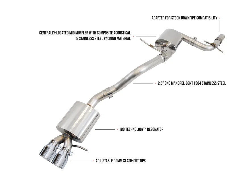 Touring Edition Exhaust for MK5 Jetta 2.0T - GLI - Chrome Silver Tips