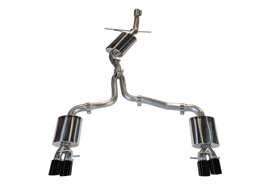 Touring Edition Exhaust for B8/B8.5 A4 2.0T - Quad Tip, Diamond Black Tips for Audi A4 Quattro