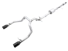 0FG Catback Split Rear Exit Exhaust for 4th Gen Silverado/Sierra 1500 5.3L (Flat Bumper) - Dual Diamond Black Tips image 1